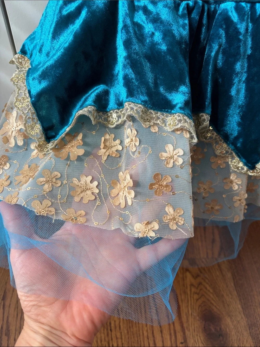 Revolution Girls Teal Velvet Princess Costume Size MC Medium